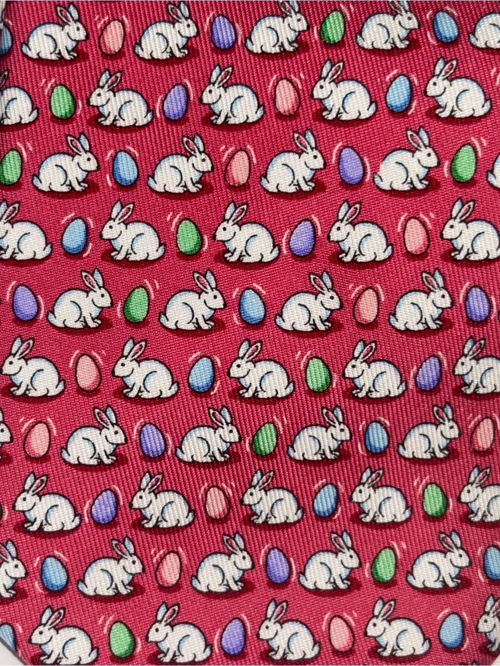 Vineyard Vines Bunnies & Eggs Easter Pink Boy’s Silk Tie Preppy